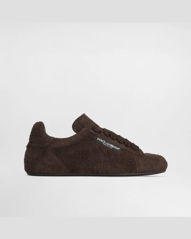 Dolce & Gabbana Schuhe Portofino Soft Aus Spaltleder - Mann Sneakers Braun Braun