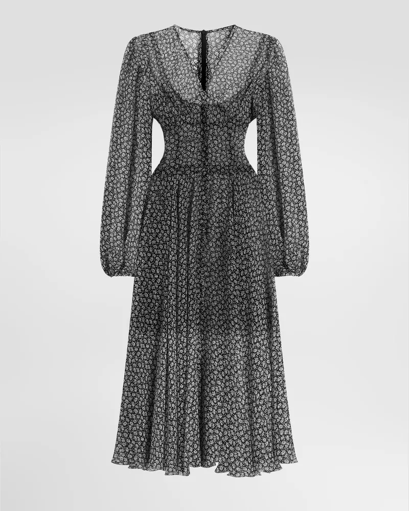Dolce & Gabbana Kleid Aus Chiffon Mit Margeriten-print - Frau Collection Mehrfarbig Mehrfarbig