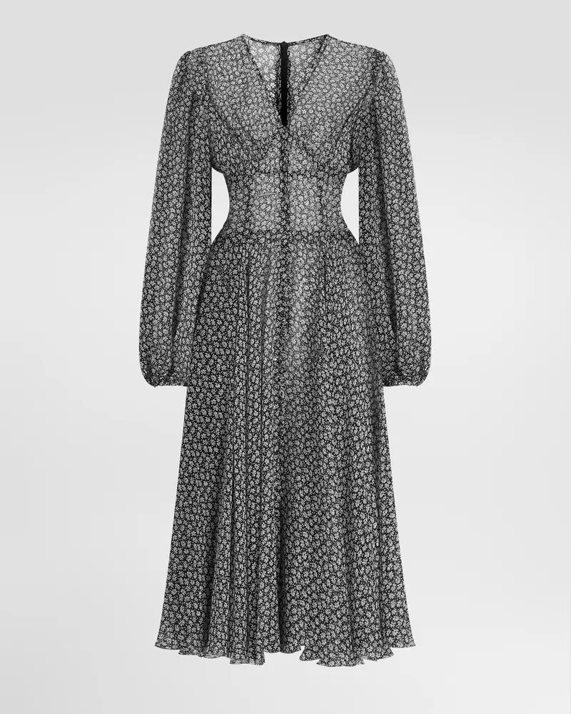 Dolce & Gabbana Kleid Aus Chiffon Mit Margeriten-print - Frau Collection Mehrfarbig Mehrfarbig
