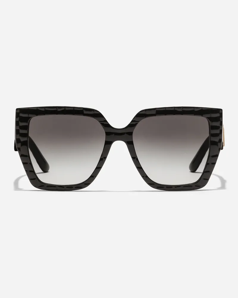 Dolce & Gabbana Sonnenbrille Dg Crossed - Frau Collection Schwarze Kroko-textur Schwarze