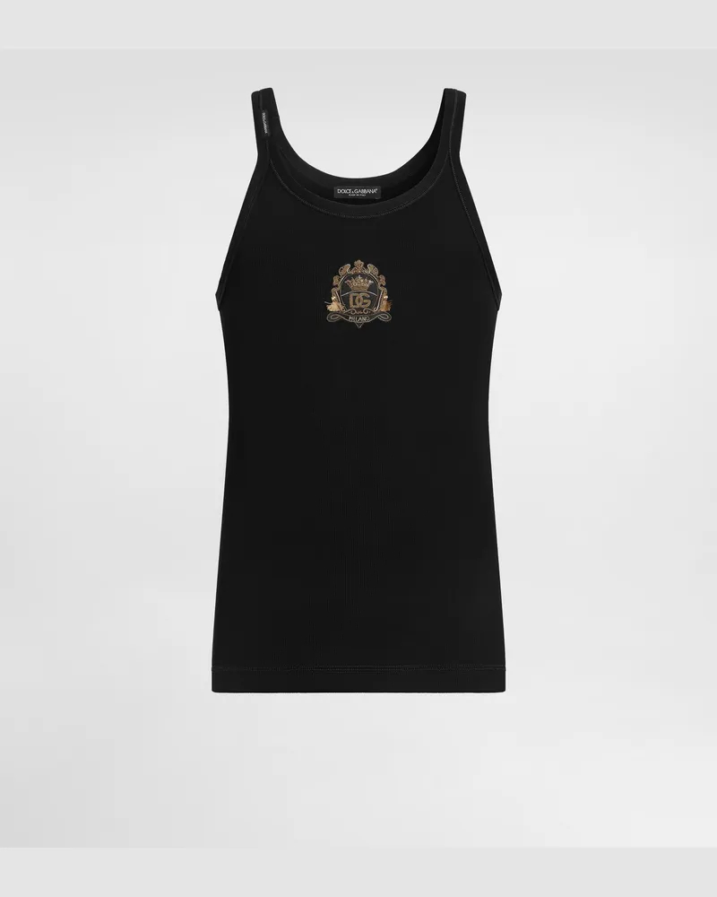 Dolce & Gabbana Cotton Tank Top - Mann T-shirts Und Polos Schwarz Baumwolle Black