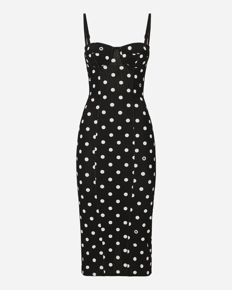 Dolce & Gabbana Schlauchkleid Im Miederdesign Aus Marquisette Punkteprint - Frau Kleider Drucken Drucken