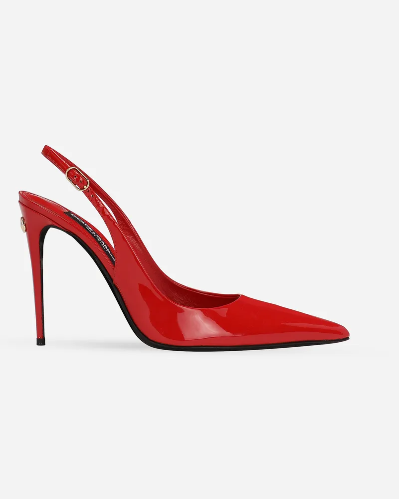 Dolce & Gabbana Slingback Aus Lackleder - Frau Pumps Und Slingbacks Rot Leder Rot