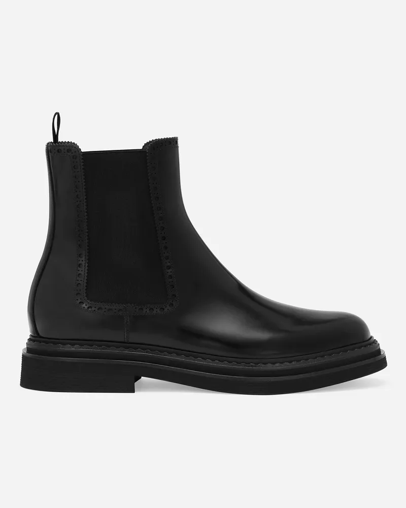 Dolce & Gabbana Stiefelette aus gebürstetem Kalbsleder Schwarz