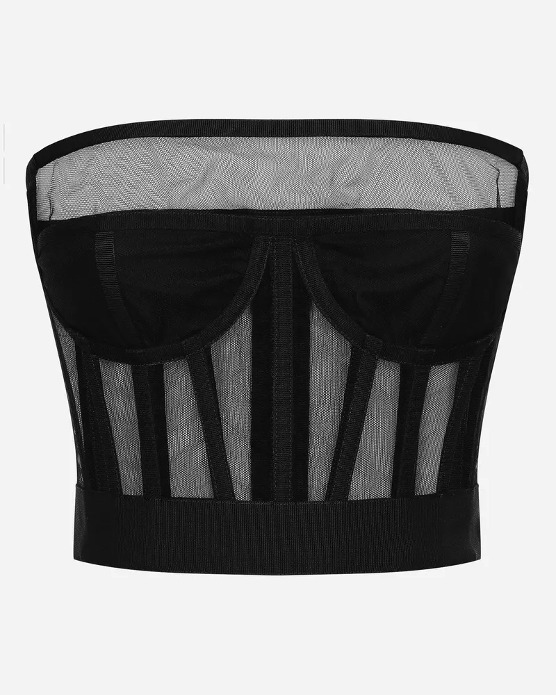 Dolce & Gabbana Bustier-top Aus Tüll Mit Stäben - Frau Blusen Und Tops Schwarz T�ll Schwarz