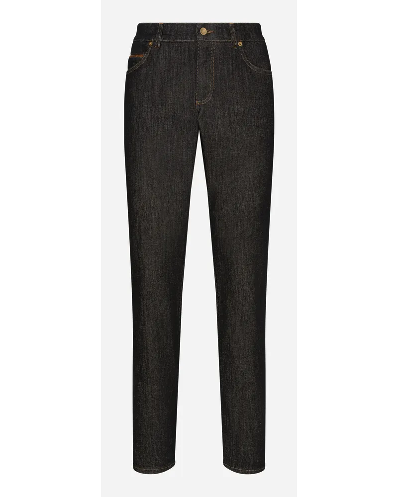 Dolce & Gabbana Jeans Slim aus blauem Denim Blau