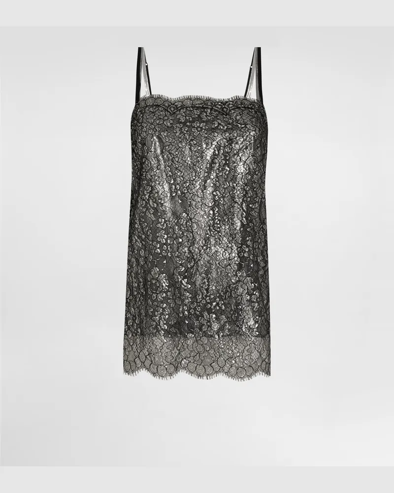 Dolce & Gabbana Lamé Lace Top - Frau Collection Silber Silver