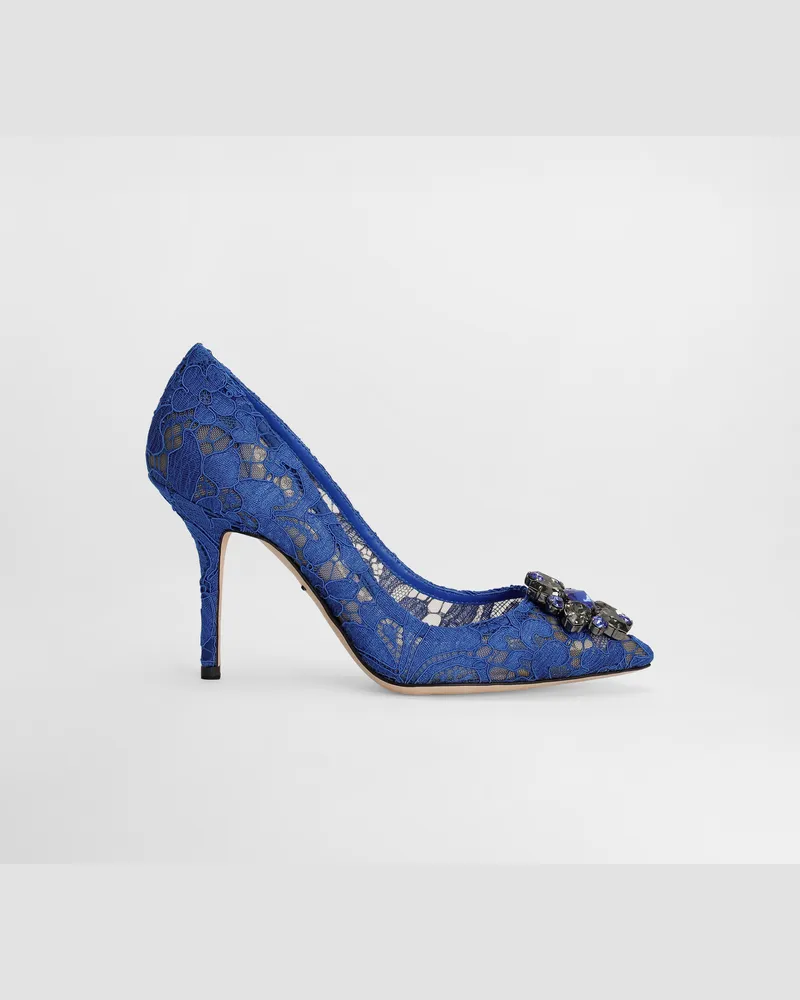 Dolce & Gabbana Lace Rainbow Pumps With Brooch Detailing - Frau Pumps Und Slingbacks Blau Spitze Blau