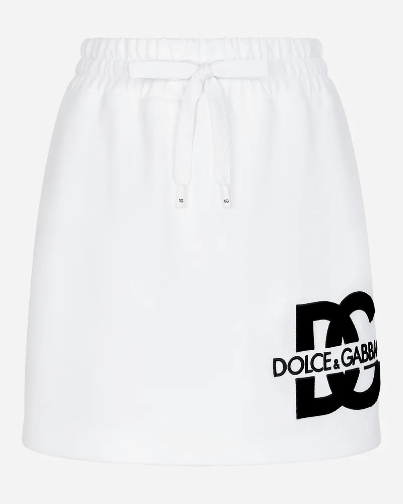 Dolce & Gabbana Minirock Aus Jersey Mit Dg-logopatch - Frau Röcke Wei Weiss