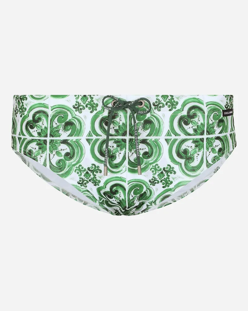 Dolce & Gabbana Badeslip Mit Hohem Beinausschnitt Majolika-print - Mann Beachwear Drucken Drucken