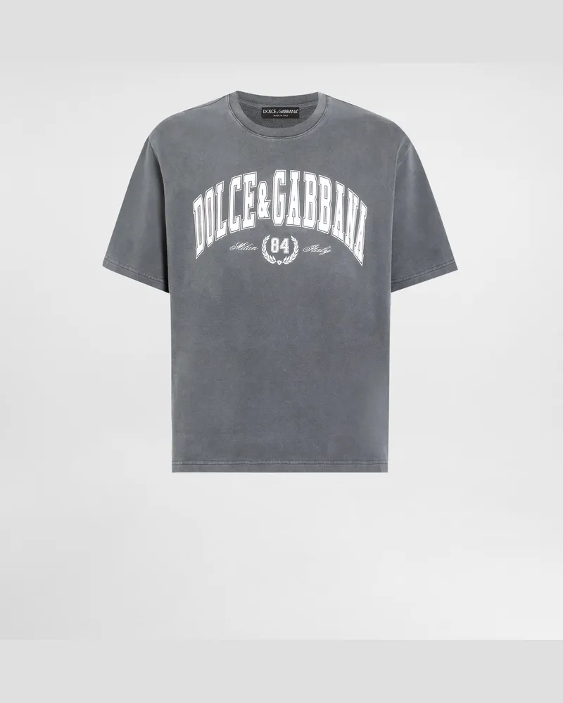 Dolce & Gabbana Cotton T-shirt With Print - Mann T-shirts Und Polos Grau Grey