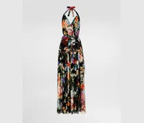 Langes Kleid Aus Chiffon Mit Blumenbouquet-print - Frau Kleider Drucken