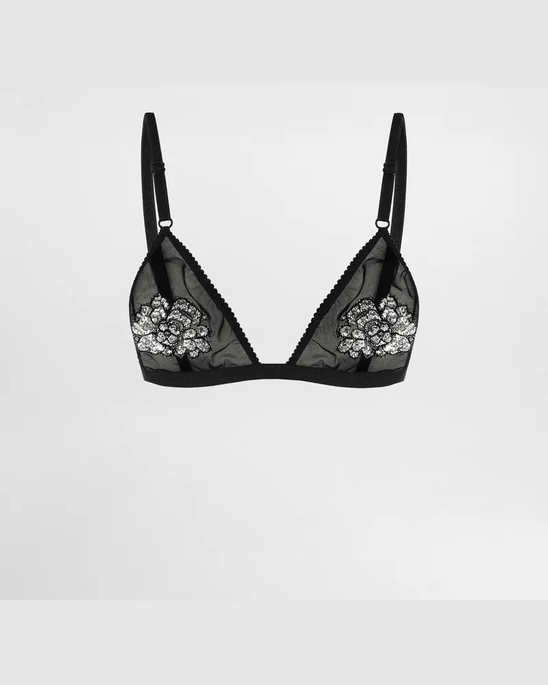 Dolce & Gabbana Tulle And Lace Bra - Frau Unterwäsche Schwarz Black