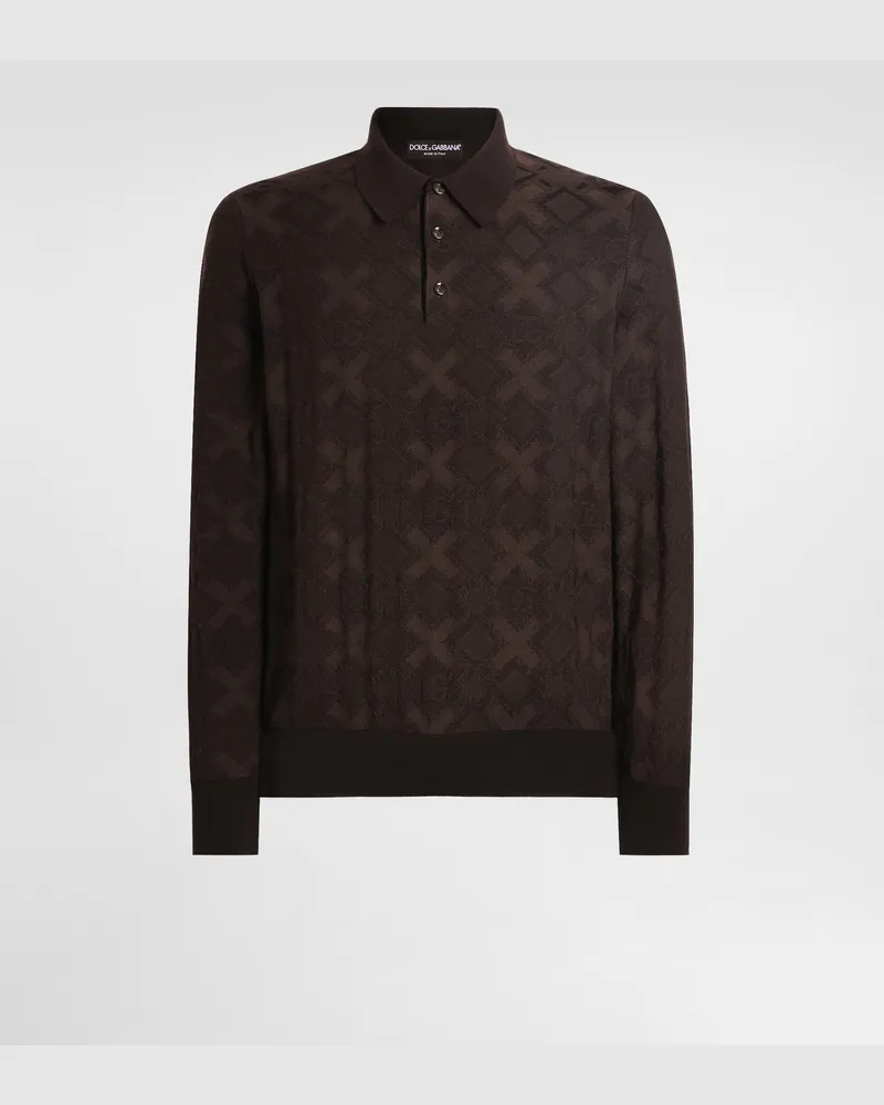Dolce & Gabbana Poloshirt Aus Wolle Und Seide Mit Feinem Punktemuster - Mann Braun Braun