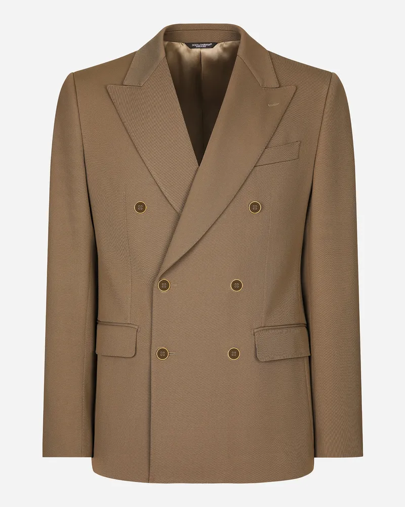 Dolce & Gabbana Zweireihige Jacke Aus Technischem Gabardine - Mann Anzüge Und Blazer Grau Grau