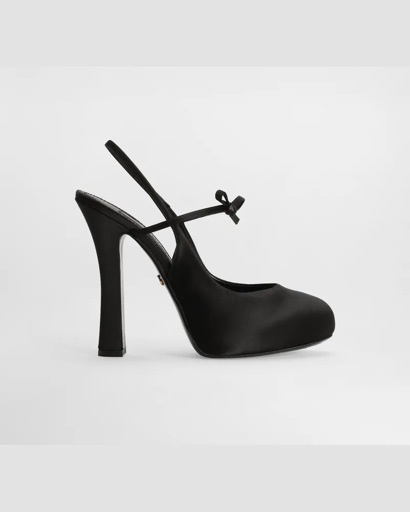 Dolce & Gabbana Slingback Aus Satin - Frau Pumps Und Slingbacks Schwarz Schwarz