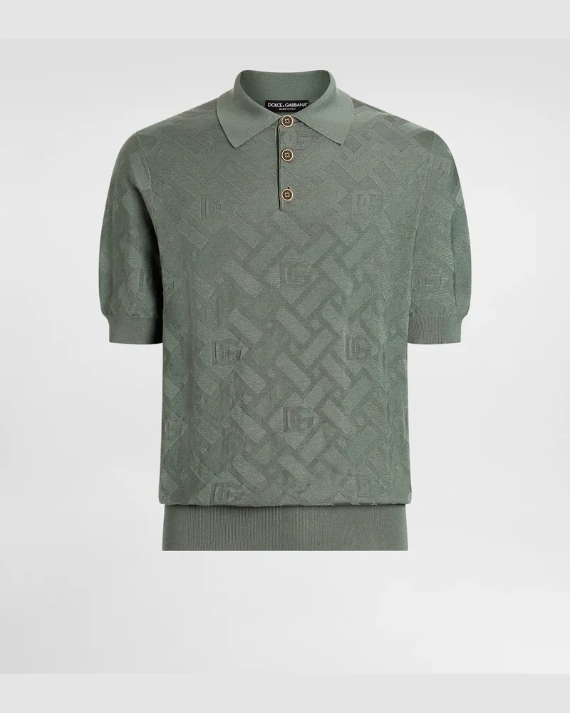 Dolce & Gabbana Micro-dot Stitch Silk Polo Shirt - Mann Strickwaren Grey Grey