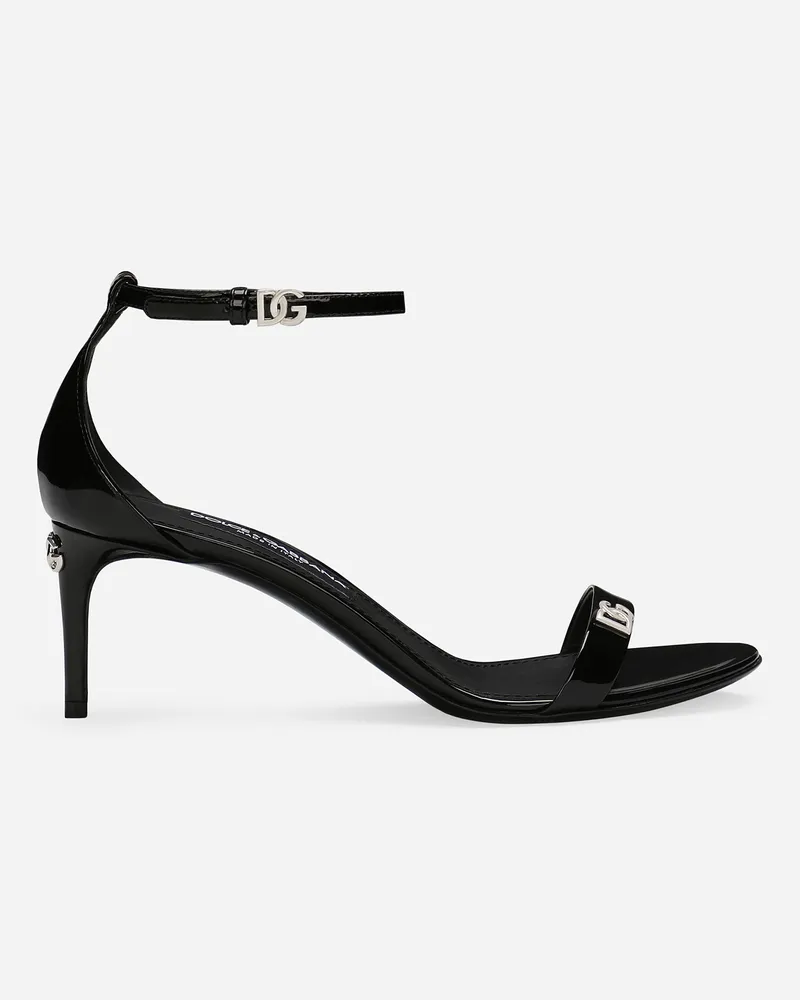 Dolce & Gabbana Sandalette Aus Lackleder - Frau Sandalen Und Wedges Schwarz Schwarz