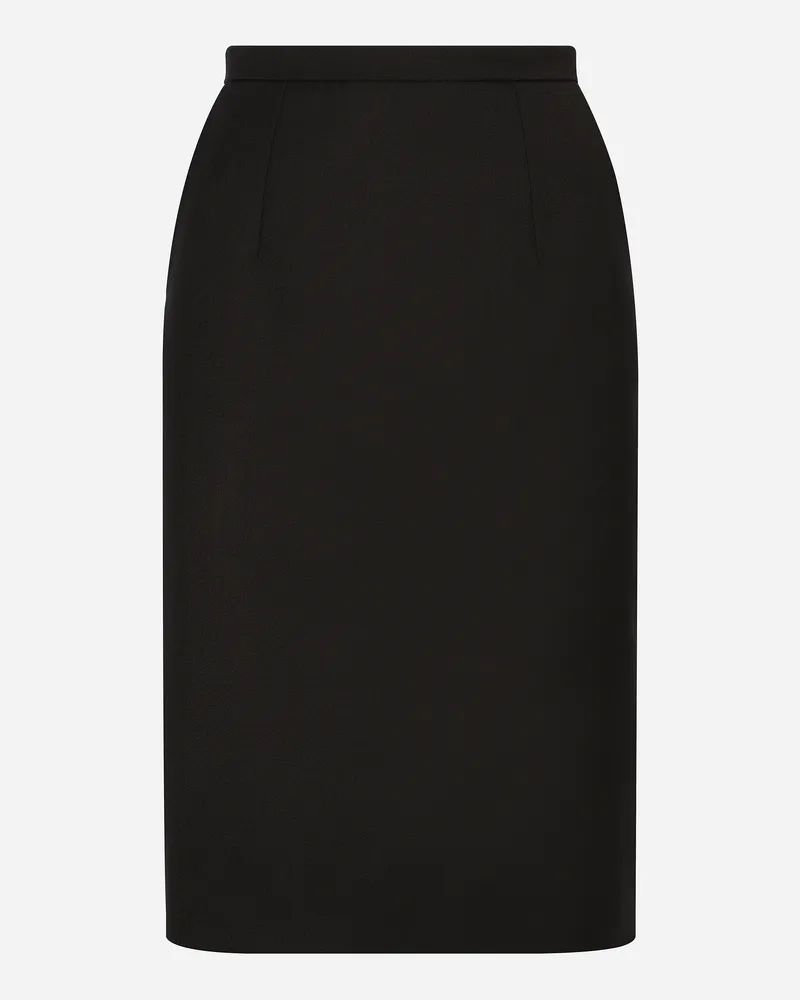 Dolce & Gabbana Midi-schlauchrock Aus Wollkrepp - Frau Röcke Schwarz Schwarz