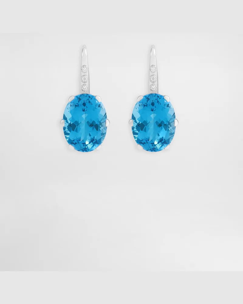 Dolce & Gabbana Anna Earrings In 18-carat White Gold With Topazes And Diamonds - Frau Collection Wei White