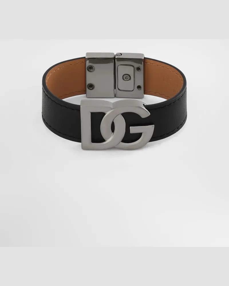 Dolce & Gabbana Armband Aus Kalbsleder Mit Dg-logo - Mann Bijoux Mehrfarbig Leder Schwarz