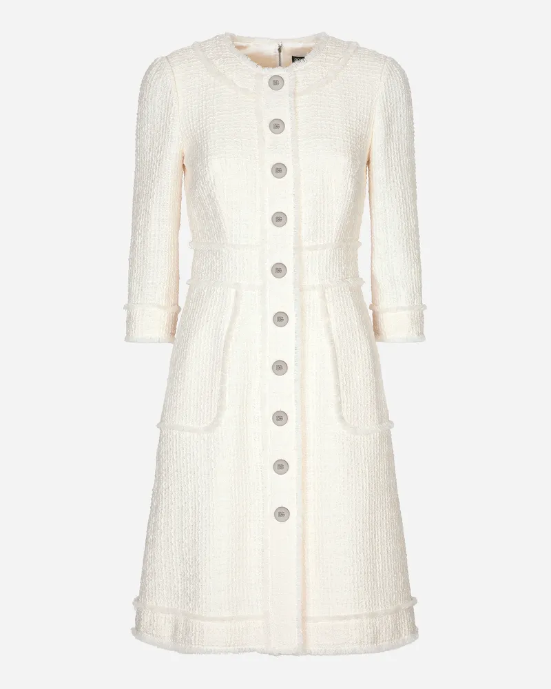 Dolce & Gabbana A-linien-kleid Aus Raschel-tweed - Frau Kleider Wei Weiss