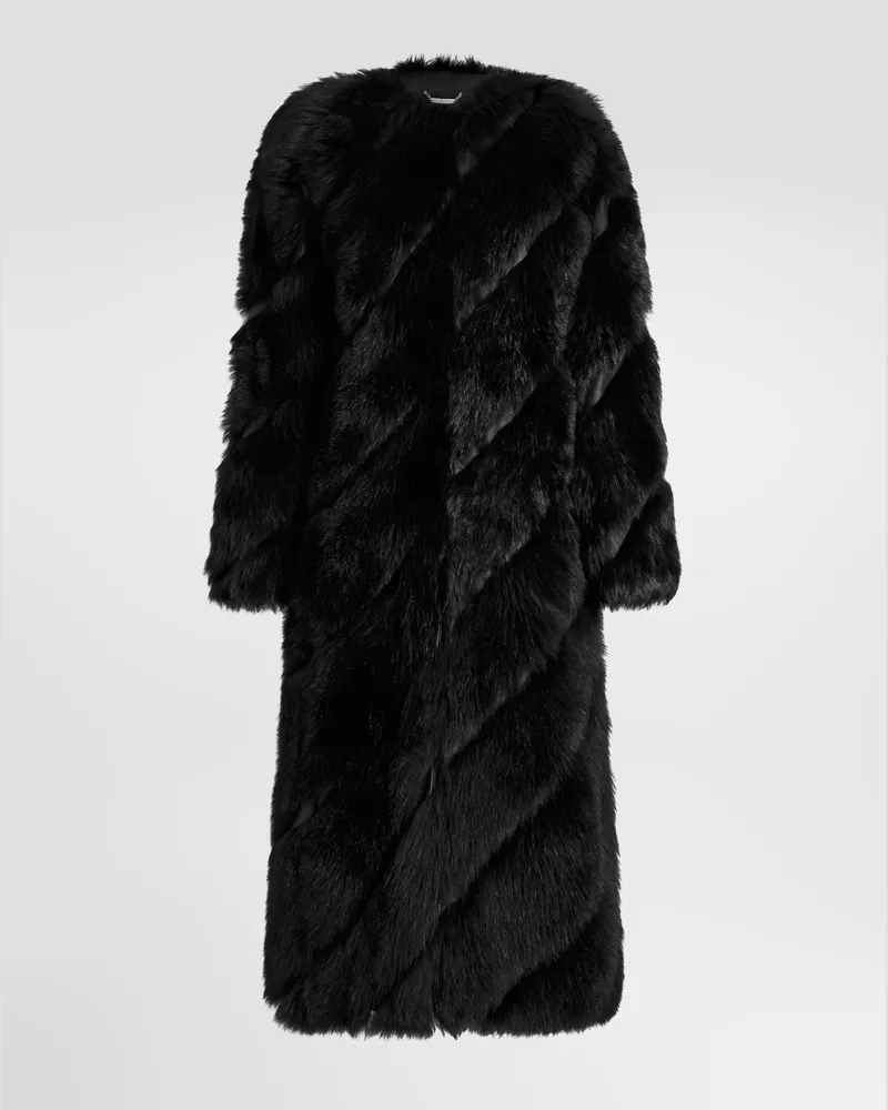 Dolce & Gabbana Mantel Aus Shearling - Frau Collection Schwarz Schwarz