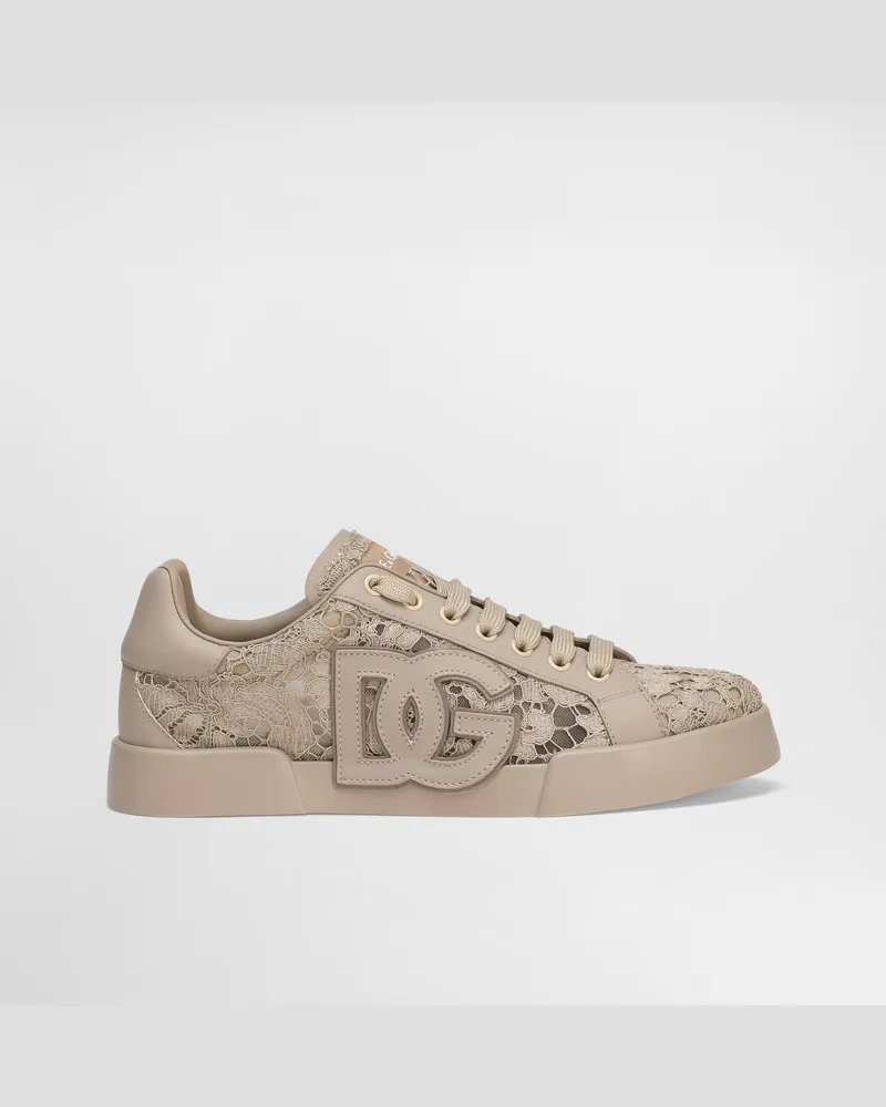 Dolce & Gabbana Sneaker Portofino Light Strobel Aus Taormina-spitze Und Leder - Frau Sneakers Mehrfarbig Mehrfarbig