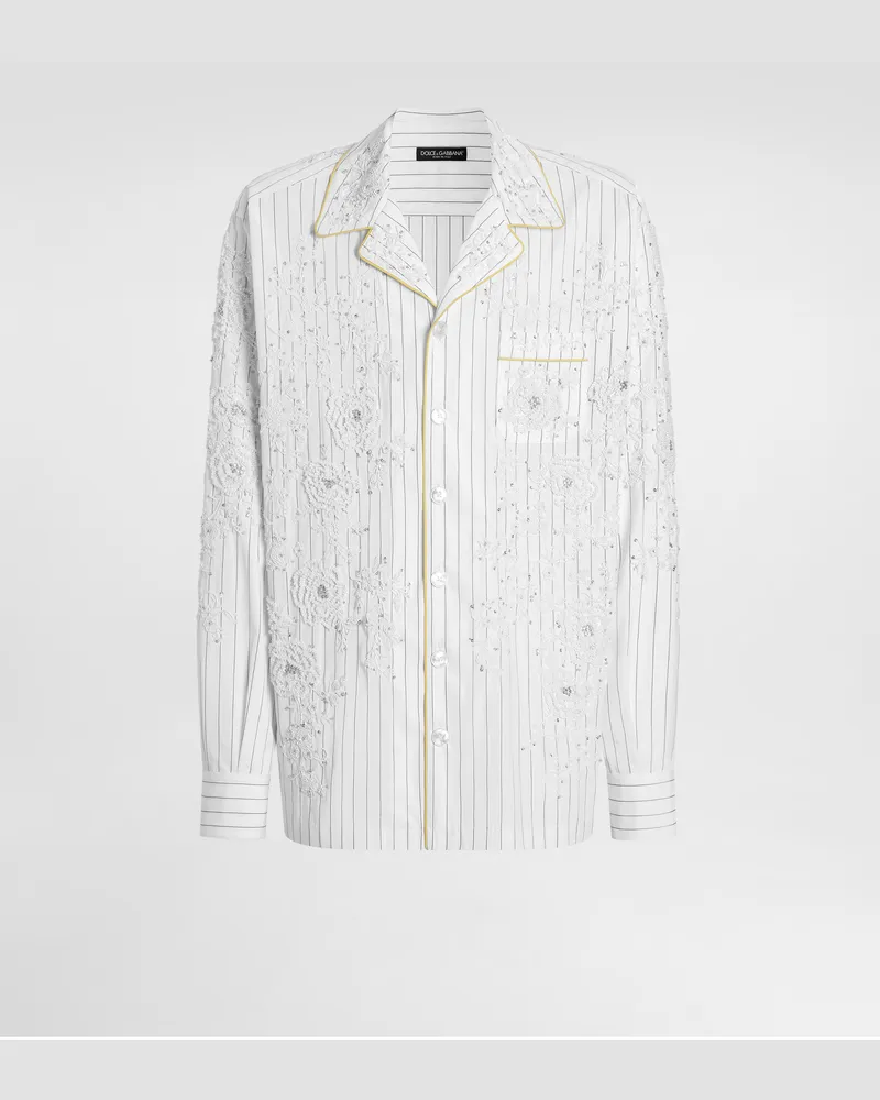 Dolce & Gabbana Cotton And Silk Vanity Shirt With Embroidery - Mann Hemden Mehrfarbig Mehrfarbig