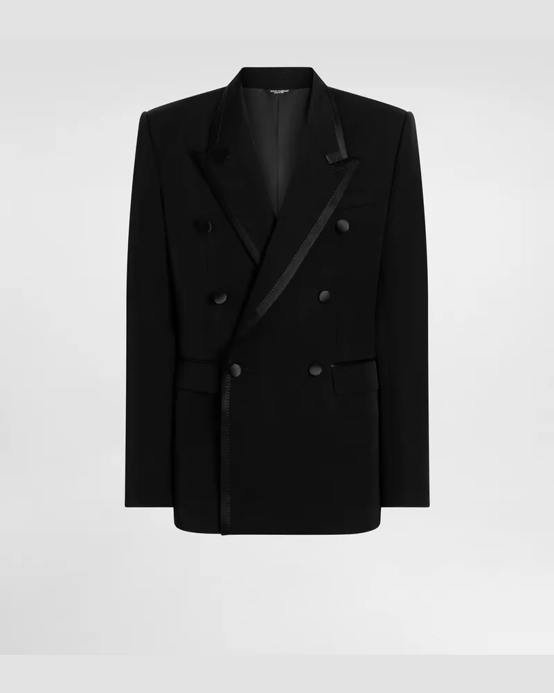 Dolce & Gabbana Double-breasted Jacket Inwool Gabardine - Mann Anzüge Und Blazer Schwarz Wolle Black
