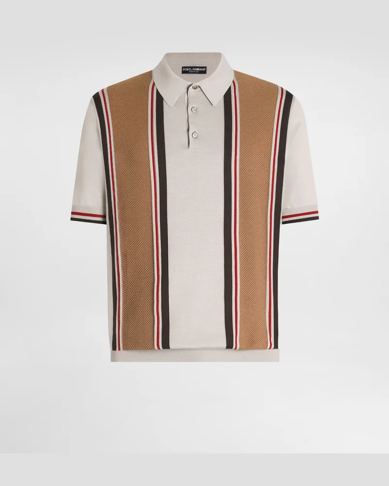 Dolce & Gabbana Satin Silk Polo Shirt - Mann Strickwaren Multicolor Multicolor