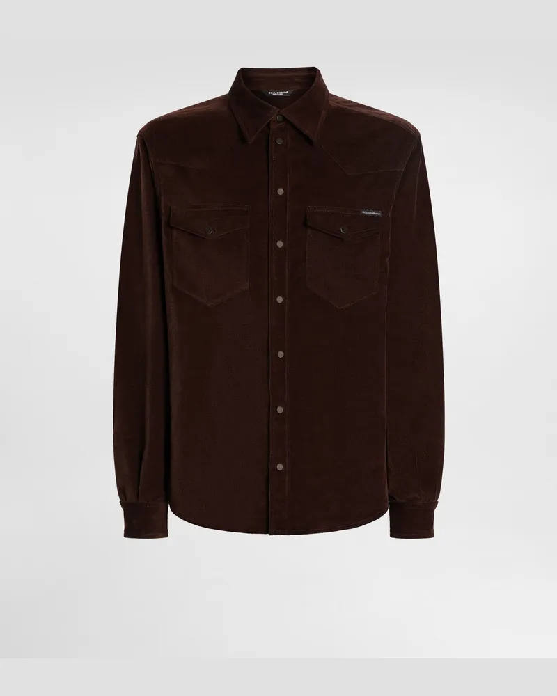 Dolce & Gabbana Hemd Aus Feincord - Mann Hemden Braun Braun