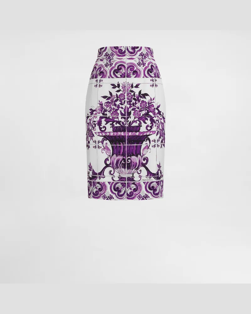 Dolce & Gabbana Majolica-print Fitted Skirt - Frau Röcke Multicolor Seide Multicolor