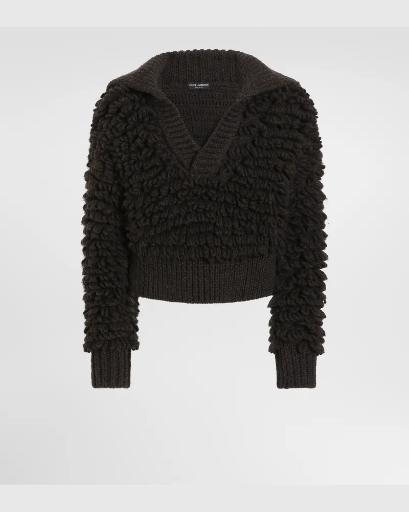 Dolce & Gabbana Pullover Aus Wolle In Pelzoptik - Mann Strickwaren Braun Braun