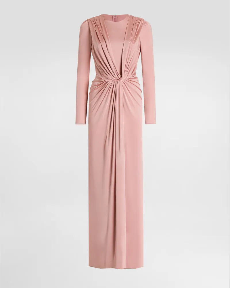Dolce & Gabbana Viscose Jersey Long Dress - Frau Kleider Rosa Rosa