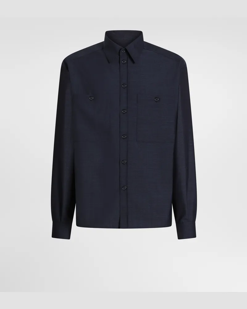 Dolce & Gabbana Hemd Aus Wolle - Mann Hemden Grau Grau