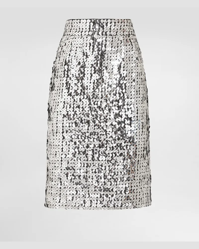 Dolce & Gabbana Straight Skirt With Sequins - Frau Collection Silber Silver