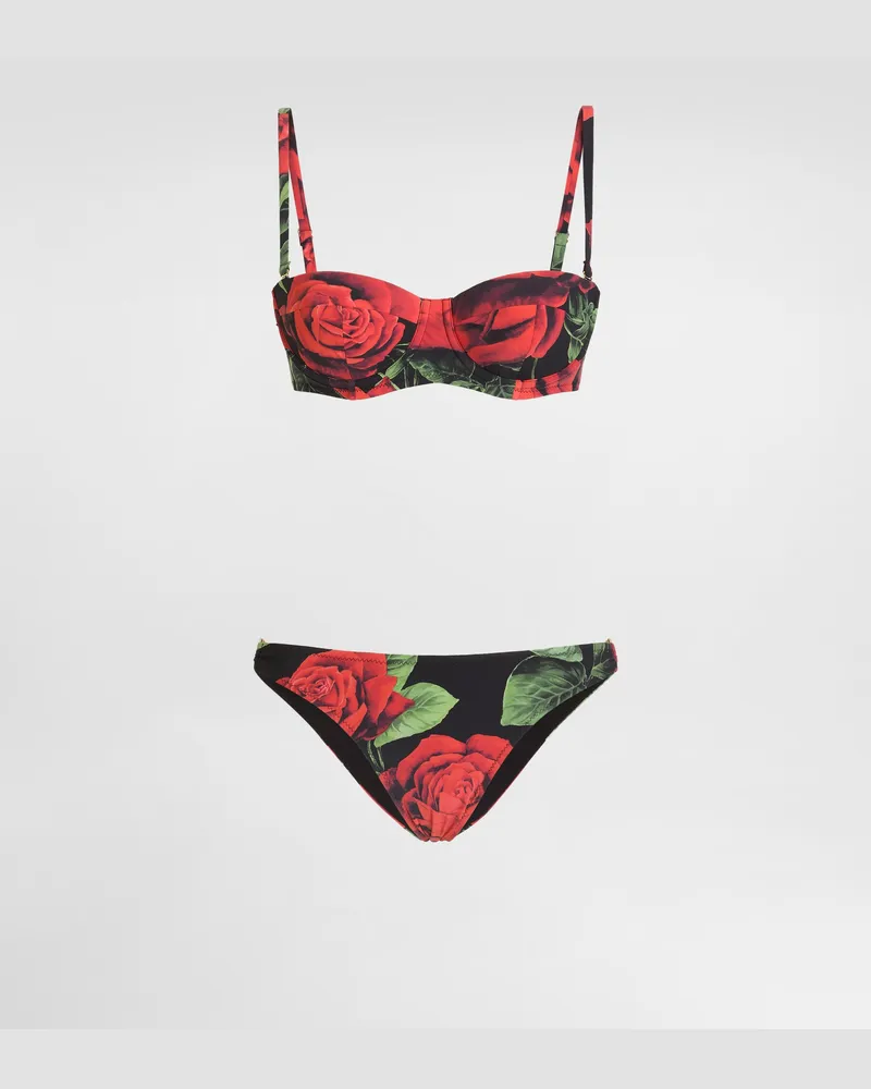 Dolce & Gabbana Balconette-bikini Mit Rosenprint - Frau Collection Mehrfarbig Mehrfarbig