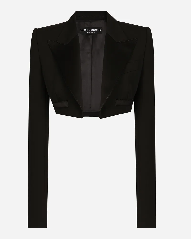 Dolce & Gabbana Einreihiger Spenzer Im Smokingstil Aus Wollgabardine - Frau Blazer Schwarz Wolle Schwarz