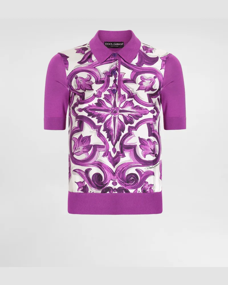 Dolce & Gabbana Majolica-print Silk Polo - Frau Strickwaren Multicolor Multicolor