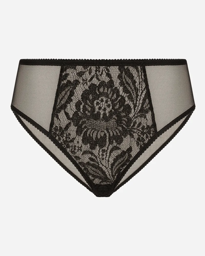 Dolce & Gabbana Slip Aus Spitze Und Tüll - Frau Unterwäsche Schwarz Black