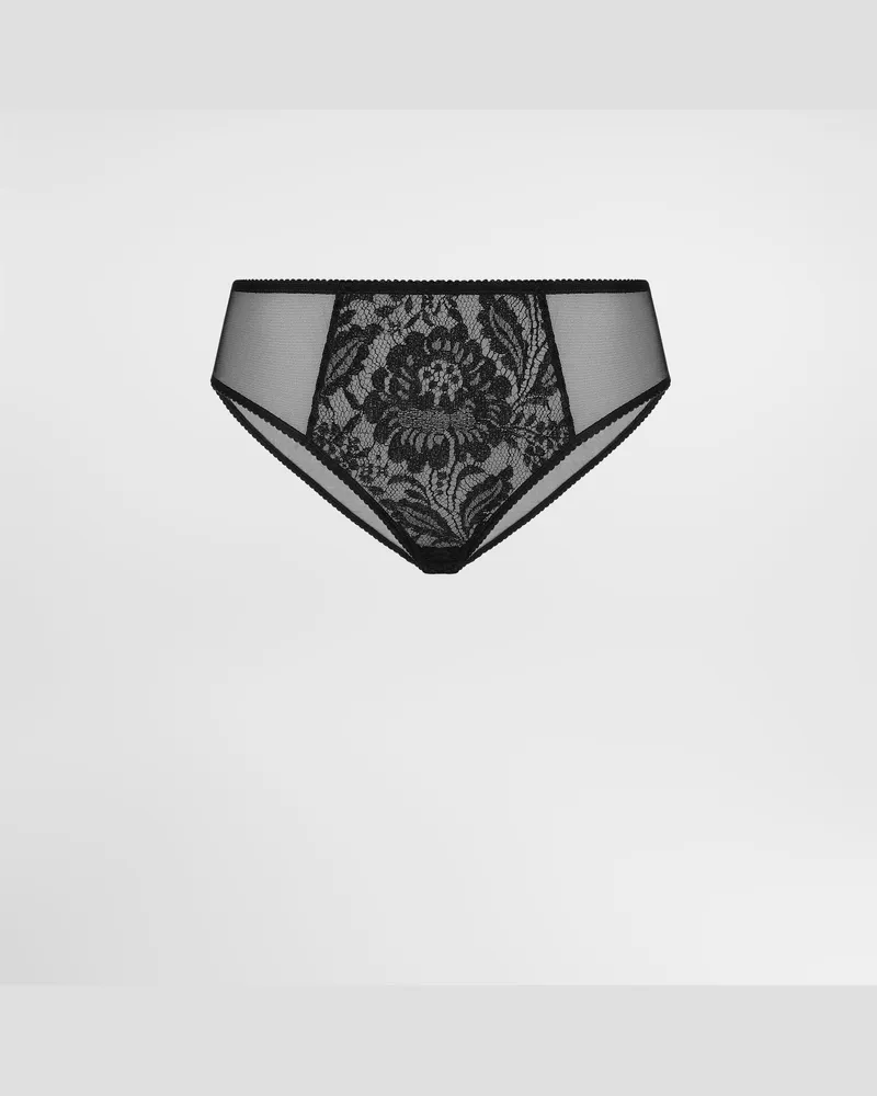 Dolce & Gabbana Slip Aus Spitze Und Tüll - Frau Unterwäsche Schwarz Black