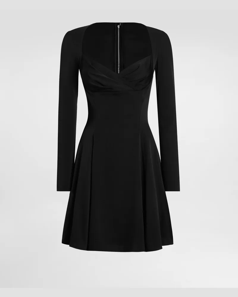 Dolce & Gabbana Godetkleid Aus Cady - Frau Kleider Schwarz Seide Schwarz