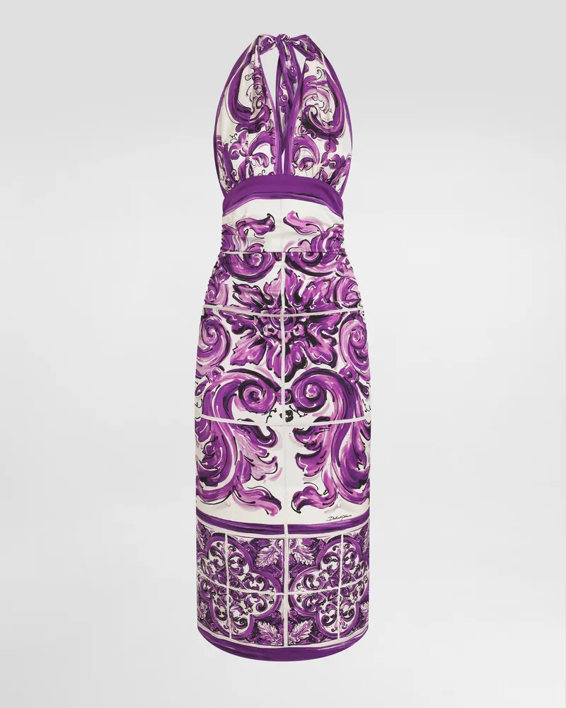 Dolce & Gabbana Majolica-print Charmeuse Dress - Frau Kleider Multicolor Multicolor