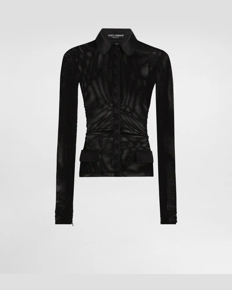 Dolce & Gabbana Blusenjacke Aus Netzgewebe - Frau Blazer Schwarz Schwarz