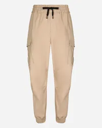 Dolce & Gabbana Cotton cargo pants with branded tag Beige