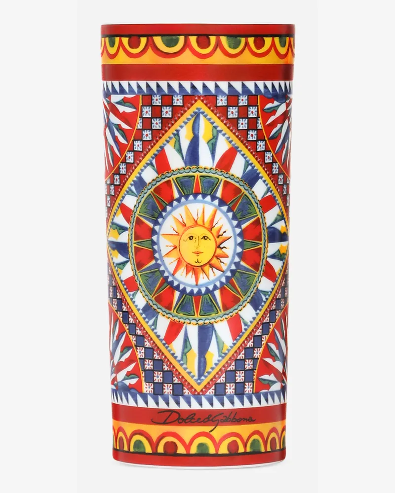 Dolce & Gabbana Cylindrical Porcelain Vase - Vasen Multicolor Multicolor