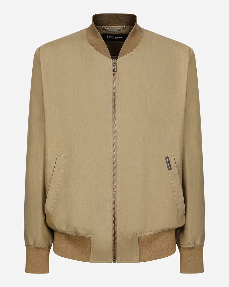Dolce & Gabbana Ungefütterte Bomberjacke Aus Leinen - Mann Mäntel Und Jacken Beige Beige