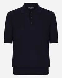 Dolce & Gabbana Poloshirt aus Baumwolle mit Logo-Etikett Blau