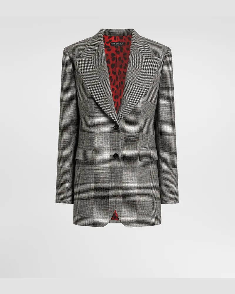 Dolce & Gabbana Sakko Aus Flanell Mit Einreihiger Knopfleiste In Prinz-von-wales-karo - Frau Blazer Mehrfarbig Mehrfarbig